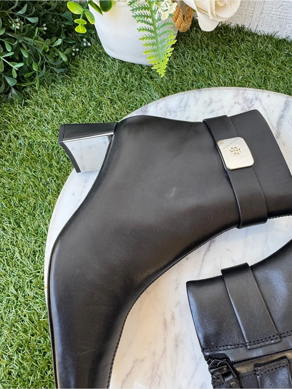 Tory Burch Georgia Ankle Boot 55mm in black Women's with Logo Plaque size 6 $500